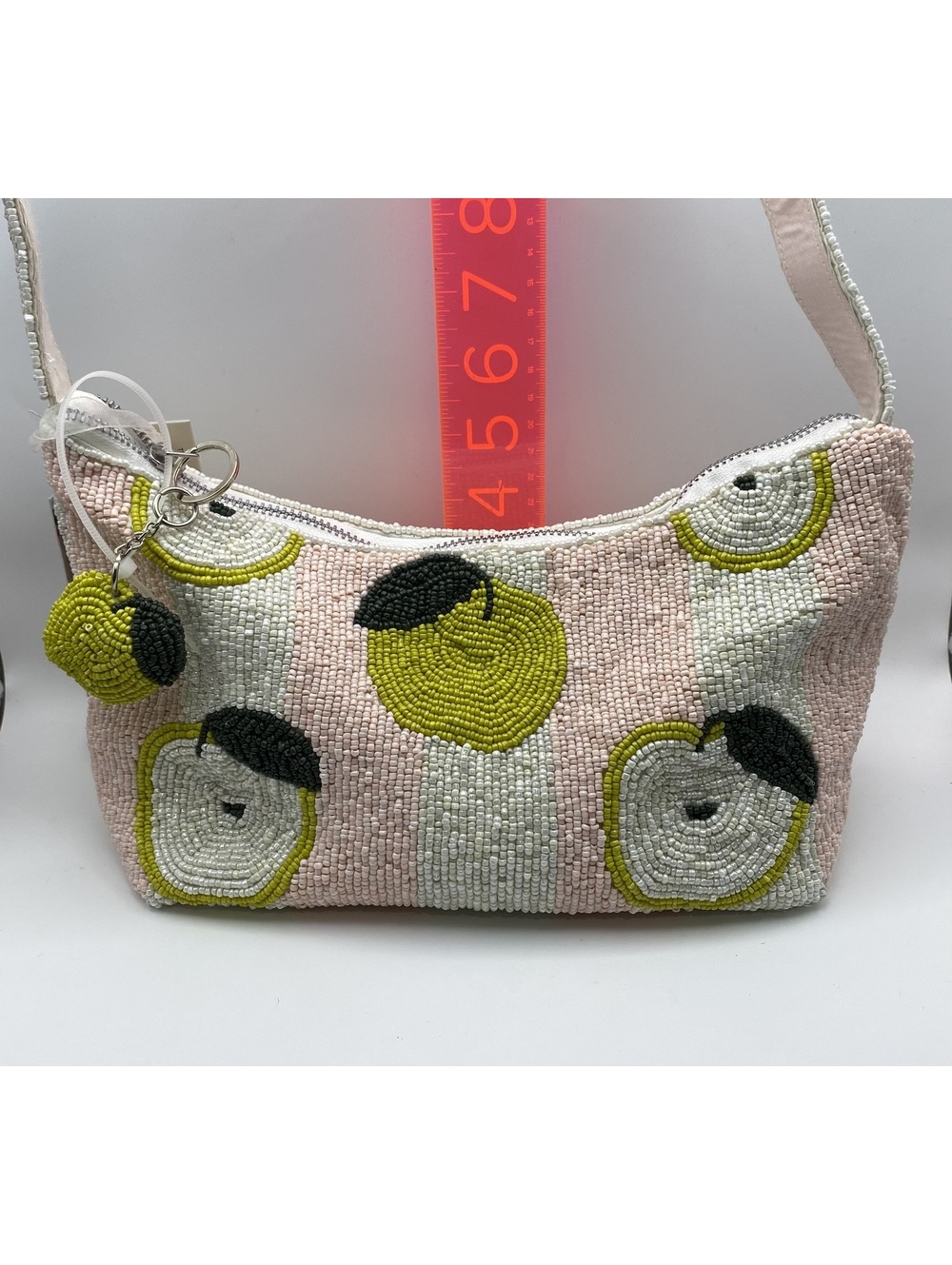 NWT! Handcrafted Beaded Shoulder Bag with Apple Design
